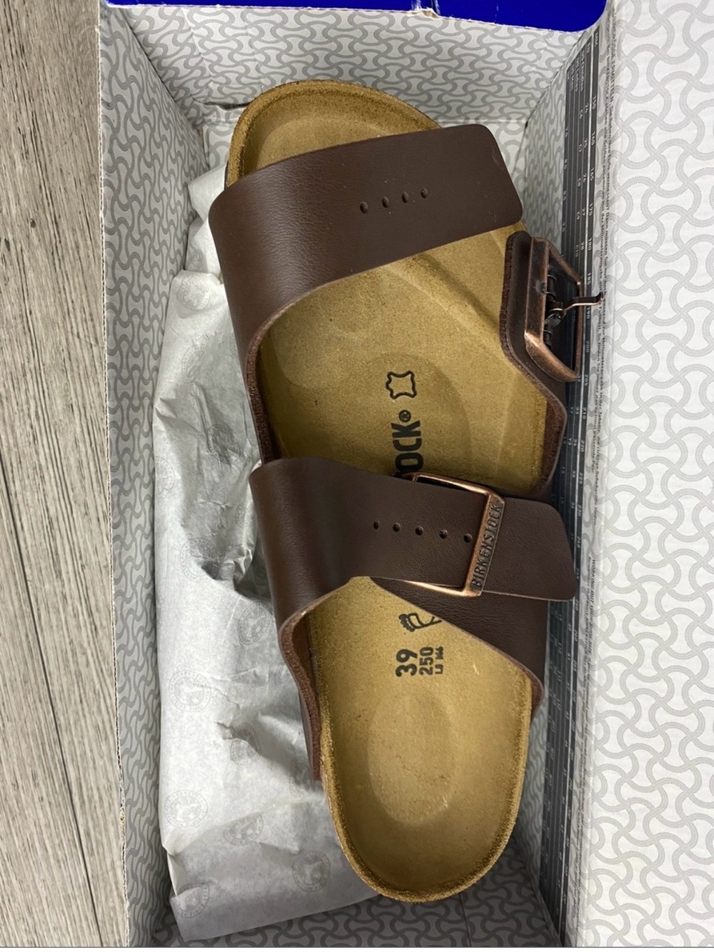 Birkenstock 🔥 Arizona Birko-Flor Brown Leather Sandals Slides Men’s Sz 43 10 NEW - Picture 6 of 12